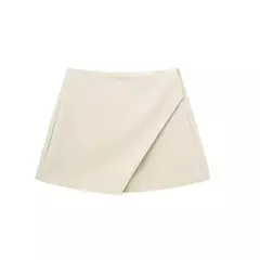 TRAF-saia de cintura alta feminina, calça cáqui assimétrica, branca e preta, shorts casuais, verão 2021 na internet