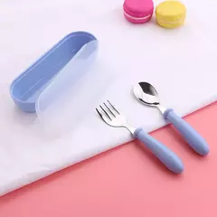 Talheres portáteis de aço inoxidável para crianças, Spoon Forks Box Utensílios de alimentação do bebê Conjunto de talheres para bebês, 3pcs - Wolf Magazine