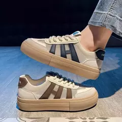 Imagem do Sapatos casuais femininos de sola grossa, tênis respiráveis, confortáveis, com todos os fósforos, novos, primavera e outono, 2022, D116