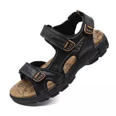 Sandálias masculinas de couro para menino, sapatos de grife da moda, verão, marca original, 2024