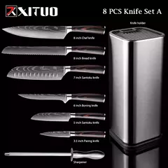 XITUO-Laser Damasco Padrão Facas de Cozinha Set, Faca Chef, Ultra-Sharp, Santoku, Cutelo, Corte, Utilidade, Fruta, 1-10pcs - Wolf Magazine