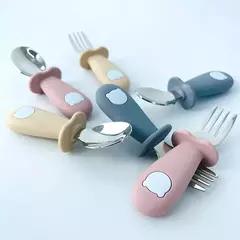 Baby Cartoon Tableware Set, Crianças Utensílio, Aço Inoxidável, Criança Louça, Talheres, Alimentação Colher, Garfo, Infantil