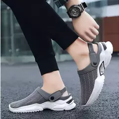 Imagem do Sandálias de plataforma acolchoadas respiráveis masculinas, mulas de malha designer, chinelos de praia, tênis leves, 2021