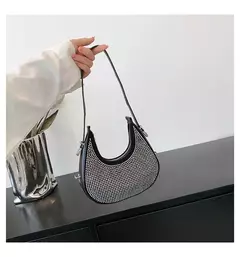 Bolsas transversais de couro PU de diamantes corrente para mulheres monocromáticas bolsas de ombro de verão femininas - loja online