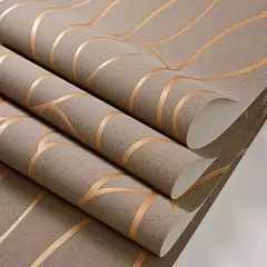European Non-Woven 3D Curve Stripe Adesivos de parede, Decoração à prova de umidade, Papel de parede grosso, 53cm
