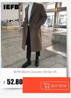 IEFB-Sobretudo de lã de peito único masculino, casaco casual solto, manga longa, tendência coreana, moda outono, inverno, novo, 9D1655