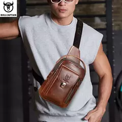BULLCAPTAIN-Bolsa de Peito de Couro Genuíno Masculina, Bolsa Multifuncional Crossbody, Anti-Roubo, Bolsa Retro para Telefone Móvel, Casual, 7,9";;VERDADEIRO;;"Coffee - Wolf Magazine