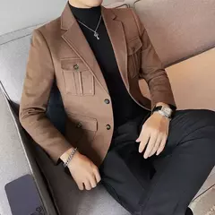 Blazers masculinos de peito único, ternos cinza, casacos grandes, tamanho grande, moda de alta qualidade, novo em 2020 - comprar online