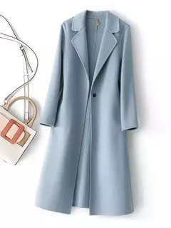 2023 elegante simples casaco feminino outono e inverno novo um botão pura lã reversível casaco de lã longo selvagem top das mulheres