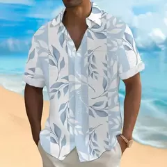 Camisa de praia masculina com impressão 3D, manga curta, extragrande, botão, solta, casual, havaiana, rua, diário, moda verão - Wolf Magazine