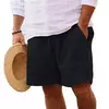 Novo algodão dos homens cor sólida curto leve calças de ginásio linho praia shorts masculino jogging esporte grande curto homme