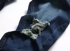 Jeans slim-fit rasgado e desbotado masculino, calça casual vintage na moda, estilo europeu e americano, S-XXXL, novo, 2024