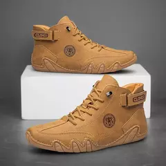 CLOHOO-Sapatos masculinos casuais de couro, tênis ao ar livre, sapatos confortáveis, botas masculinas de luxo, nova moda, 2024 - loja online