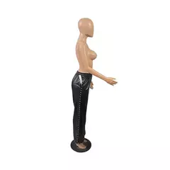 GLCMYAYA-calças femininas retas de perna larga de couro sintético, moda feminina de rua, PU com divisão lateral pérola, elegante e elegante, outono na internet