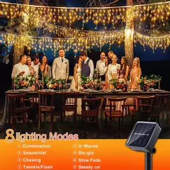 Outdoor LED Solar Light String para decoração de Natal, fada cortina, paisagem luzes, festa de jardim, 8 modos na internet