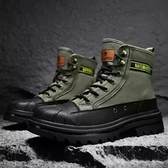 Botas de lona anticolisão masculinas, botas masculinas ao ar livre, sapatos militares, biqueira, algodão, nova moda, inverno, 2023