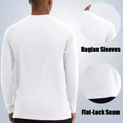 Camiseta com protetor solar UV masculina, manga comprida, gola redonda, caminhada ao ar livre, pesca, tops de secagem rápida, cor sólida, UPF50 + - loja online