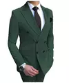 2024 novo terno masculino bege 2 peças duplo breasted notch lapela plana fino ajuste casual smoking para casamento (blazer + calças)