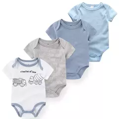 Macacão de algodão estampado para recém-nascidos, macacão manga curta, roupas de bebê menino e menina, 0-12m, 4 peças, verão - loja online