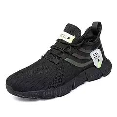 Tênis de corrida clássicos respiráveis masculinos, Sapatos de malha confortáveis leves ao ar livre, Deslizamento em sapatos de caminhada, Tênis na internet