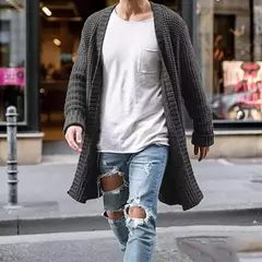 Cardigã de malha de algodão masculino, suéteres finos de manga comprida, outwear masculino monocromático, casaco quente, moda casual, novo, outono, inverno - comprar online