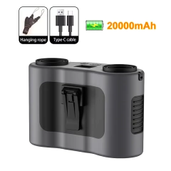 Ventilador de cintura portátil com clipe, 20000mah, com saída de vento dupla, mini ventilador de pescoço pendurado para esportes ao ar livre na internet