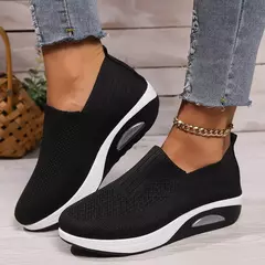 Mulas de plataforma ortopédicas antiderrapantes para mulheres, sapatos de caminhada, sapatos de caminhada, cunha respirável, sapatilhas femininas, sapatilhas femininas