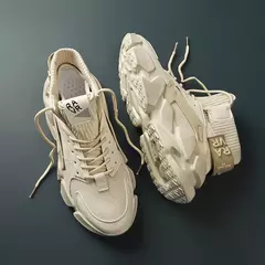 Primavera nova alta-top tênis respirável masculino grosso altura crescente sapatos plus size zapatillas amortecimento tênis meia sapatos - loja online