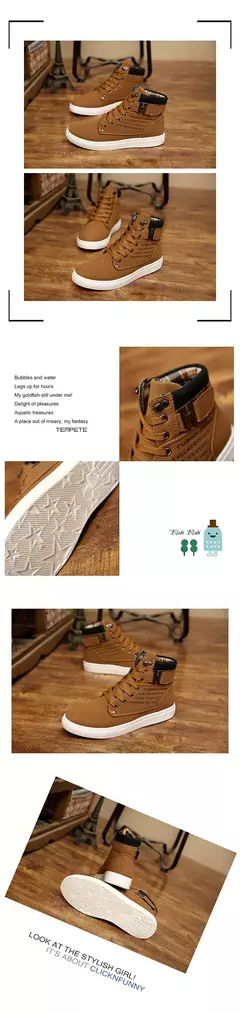 Sapato retrô de skate plataforma masculino, bota casual com renda, top alto, versão coreana, nova moda, outono, 2022 - loja online