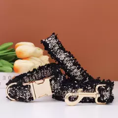 Coleira de cachorro personalizada de luxo, conjunto de coleira personalizada, coleira de cachorro com fivela de nome gravado, arnês de cachorro e conjunto de coleira diy