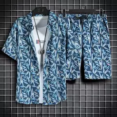 Roupas de praia para homens 2 Piece Set Quick Dry Camisa Havaiana e Shorts Set Homens Moda Vestuário Impressão Casual Outfits Verão - Wolf Magazine