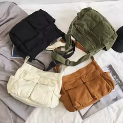 Bolsa de lona vintage para mulheres, sacolas de ombro adolescente, sacos mensageiro para senhoras, bolsa casual, bolsa crossbody - comprar online