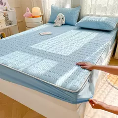 Esteira espessa de látex natural para cama, sensação fresca, seda gelada, capa e fronha, macio respirável, resfriamento, verão