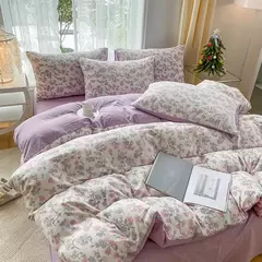 Conjunto de 3 peças com estampa floral de planta em forma de coração, capa de edredom e um par de fronhas (sem acolchoamento), adequado para quarto - comprar online
