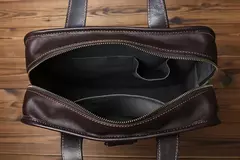 Imagem do Maleta de couro retrô para homens, couro natural, bolsa vertical, bolsa de ombro casual, mochila masculina, adequada para laptop de 15 ", NZPJ