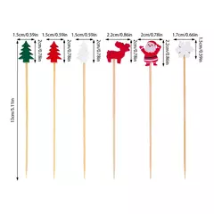 Natal Fruit Food Sticks, Papai Noel, floco de neve, boneco de neve, Cocktail Toothpick, Cupcake Topper, Decoração do partido, 50 pcs, 100pcs