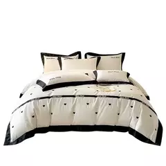Conjunto de quatro peças de algodão grampeado longo para mãe e bebê, lençóis bordados emendados, capas de colcha, cama de alta qualidade - loja online
