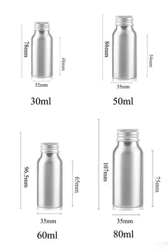 Imagem do Garrafa de alumínio 20 pces com tampa 30ml-garrafa de alumínio 500ml garrafas recarregáveis garrafa de viagem recipiente cosmético portátil Jx156-20