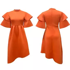 Vestido longo de babados fairyshely sólido para mulheres, manga curta, grande e grande, festa de verão para mulheres, vestido curvilíneo apertado, tamanho grande, 2021