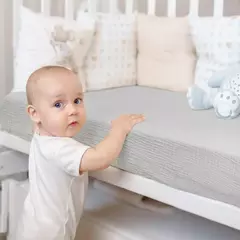 Conjunto de cama de algodão para bebê recém-nascido, cor lisa, musselina, berço cabido folha, lençol berço - loja online