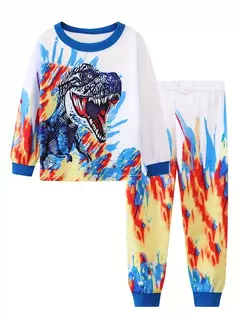 Unicórnio cartoon pijama para meninas, manga longa, duas peças set - loja online
