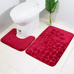 Jogo antiderrapante da esteira do banho do banheiro, Tapete De Cobblestone, Tapetes de chuveiro absorventes, Tampa do vaso sanitário, 2Pcs Set, 3 Pcs - loja online