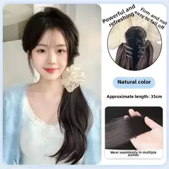 Peruca rabo de cavalo laço de cabelo lado baixo rabo de cavalo garra clipe feminino em camadas ligeiramente encaracolado onda grande trança natural peruca sintética - loja online