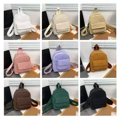 Mochila leve de veludo, mochilas pequenas, mochila de viagem, mochila escolar, campus, júnior, cor sólida, mini, bolsos múltiplos