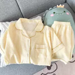 Pijama feminino de manga curta, roupas femininas, shorts de verão, roupas de vento doce, novo, 2 conjuntos na internet