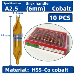 HSS-Brocas Centrais Combinadas Ti-Revestidas, 60 Graus escareadores ângulo Bit Set, Broca de Centralização Metal, Torno, W6542, M35, 6pcs, 1.0-5mm - Wolf Magazine