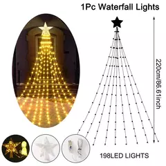 LED Star Waterfall Lights para o Natal, luzes de corda, enfeites de árvores, decorações, ano novo, 2025, 2024 - loja online