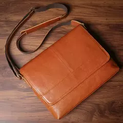 ROOG-Saco de estilingue de ombro em couro genuíno, pasta masculina, crossbody luxo vintage, couro casual, bolsa mensageiro para iPad, 12,9 polegadas - comprar online