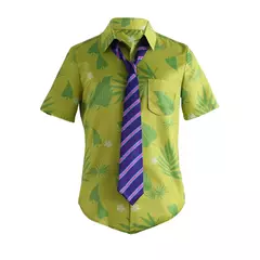 Fox Nick wilde cosplay camisa com gravata masculina halloween folhas verdes impresso verão casual camiseta e gravata - loja online