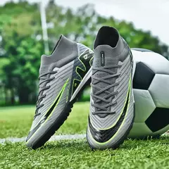 Imagem do Sapatos de futebol masculino de sola FG, sapatos de gramado ao ar livre, grampos longos especiais, botas esportivas de equipe superior alta, resistência ao desgaste, tamanho 36-45